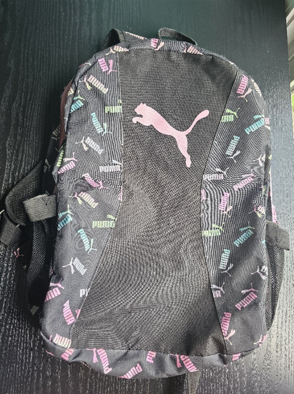 PUMA Black Backpack with Pastel Logo Print OS